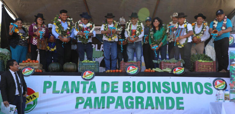 PRESIDENTE ARCE INICIA CONSTRUCCIÓN DE MODERNA PLANTA DE BIOINSUMOS EN PAMPAGRANDE PARA FORTALECER E INCENTIVAR LA PRODUCCIÓN DE ALIMENTOS